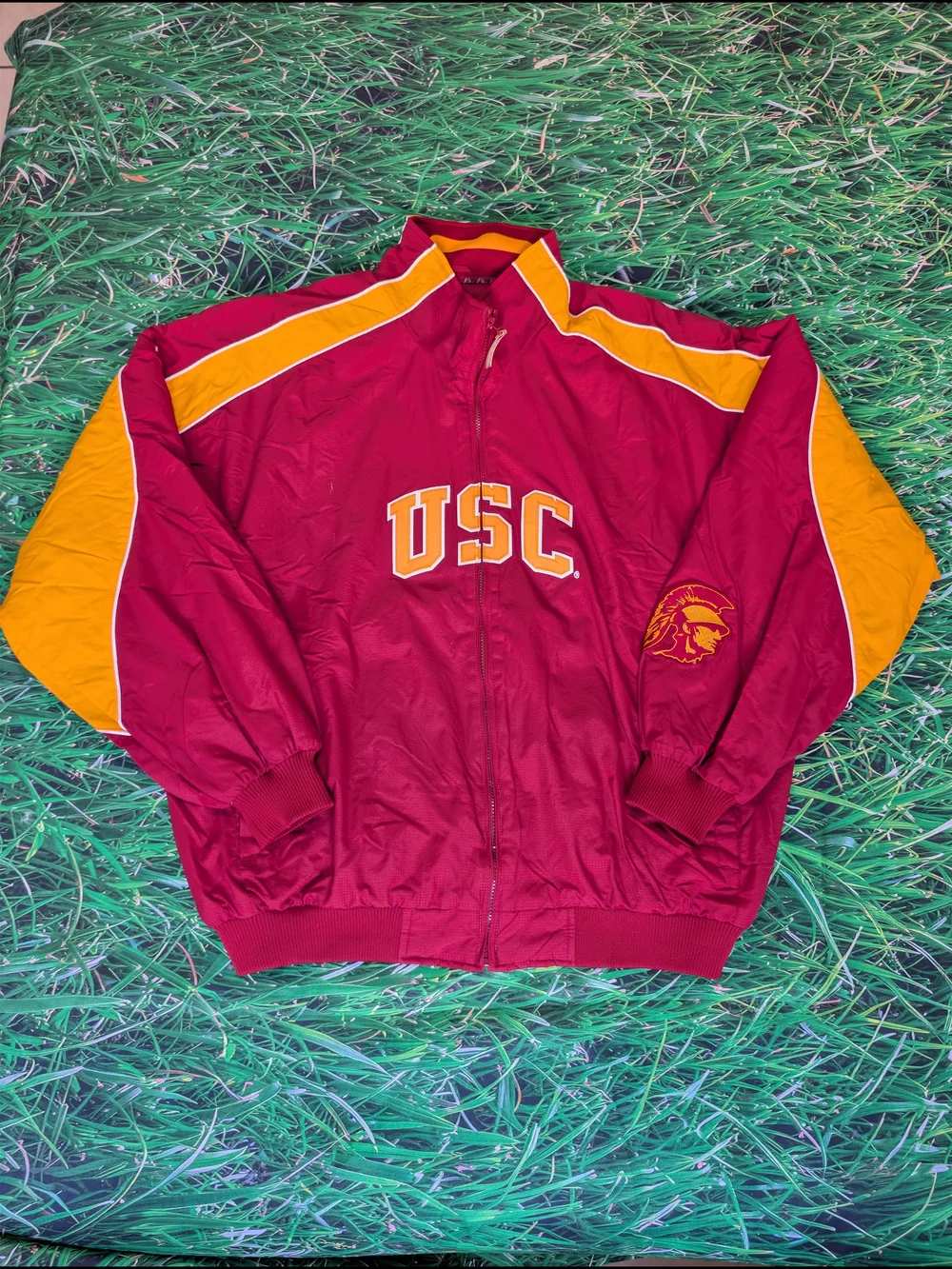 VTG USC Trojans Jacket XXL Majestic NCAA College Red Gold Full Zip Embroidered